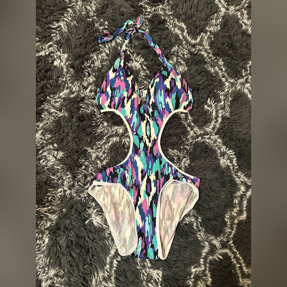 Mecca Femme Colorful Cutout One-Piece Swimsuit